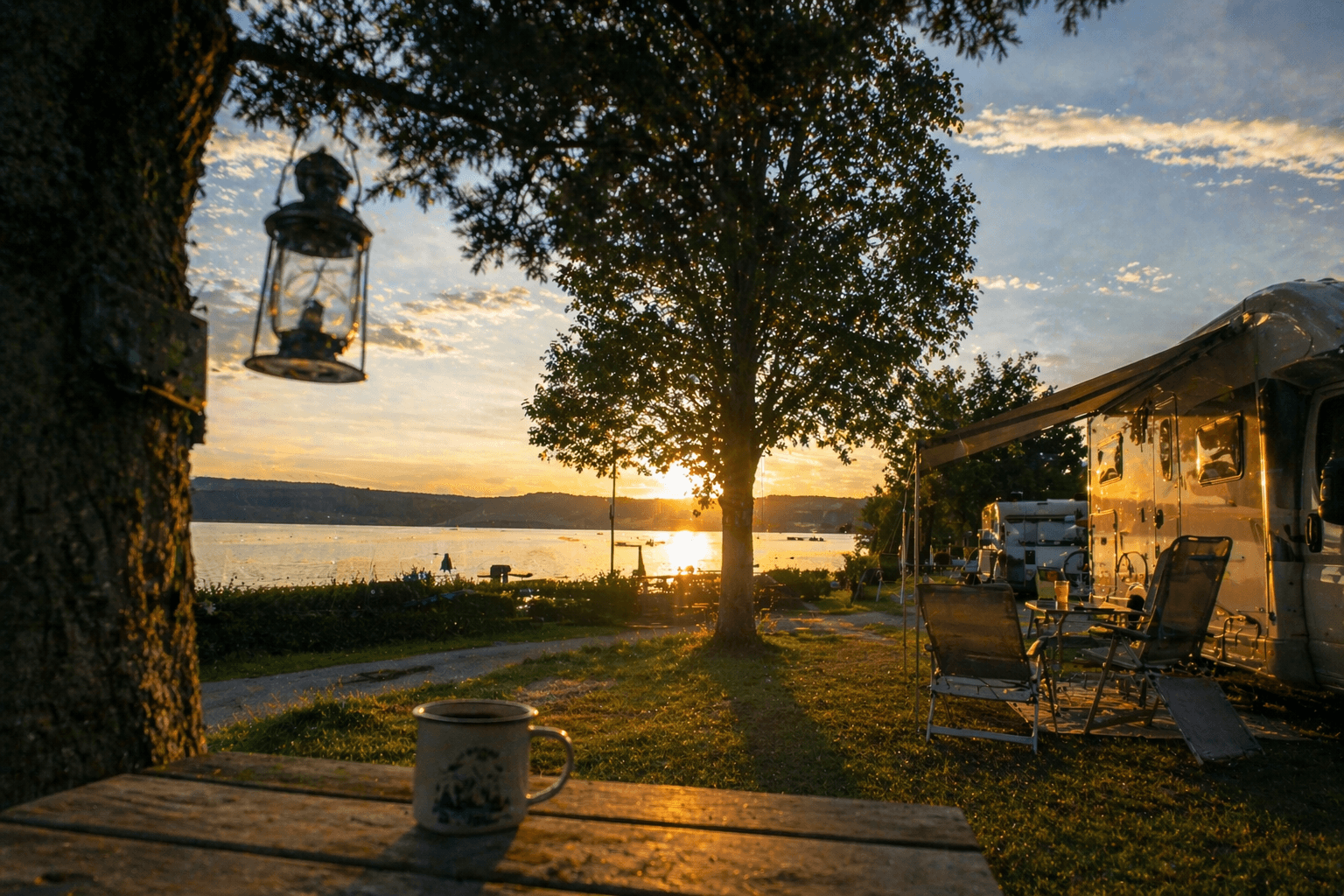 Sonnenuntergang am Campingplatz